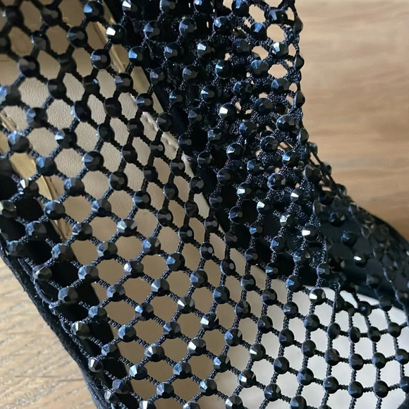 Guess Black Kadre2 Rhinestone Mesh Bootie Pump Heels Size 8 - Picture 4 of 16